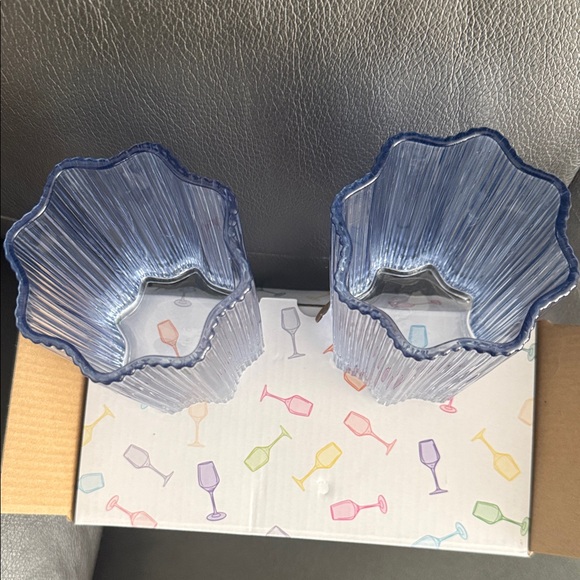 Blue Ribbed Glass Set - Picture 4 of 4